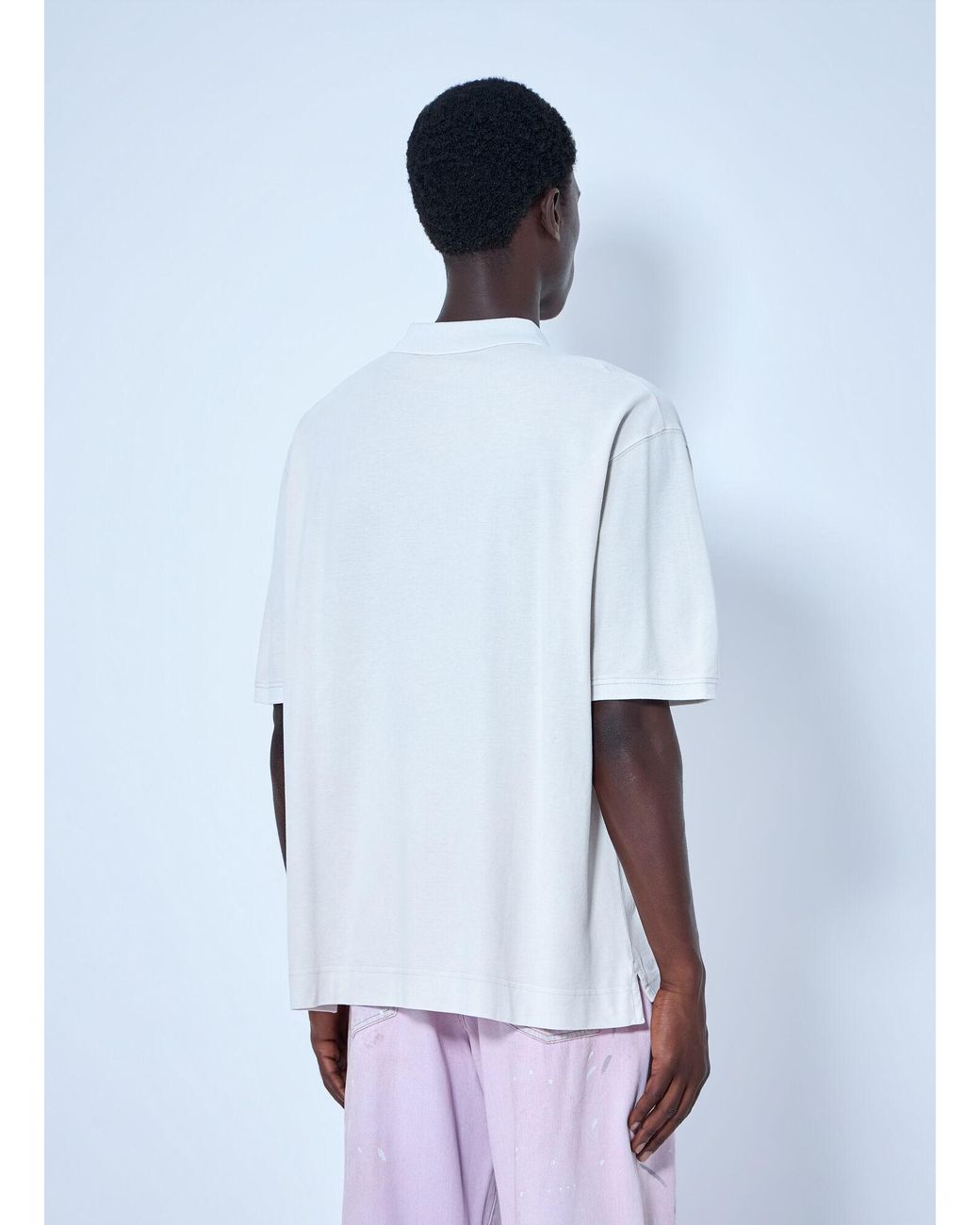 Acne White Short-Sleeved Polo Shirt for men