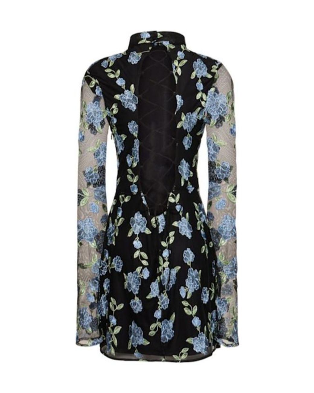 ROTATE BIRGER CHRISTENSEN Black Embroidered Mesh Mini Dress
