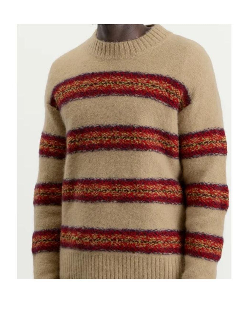 Dries Van Noten Brown Striped Sweater With Circular Patterns for men