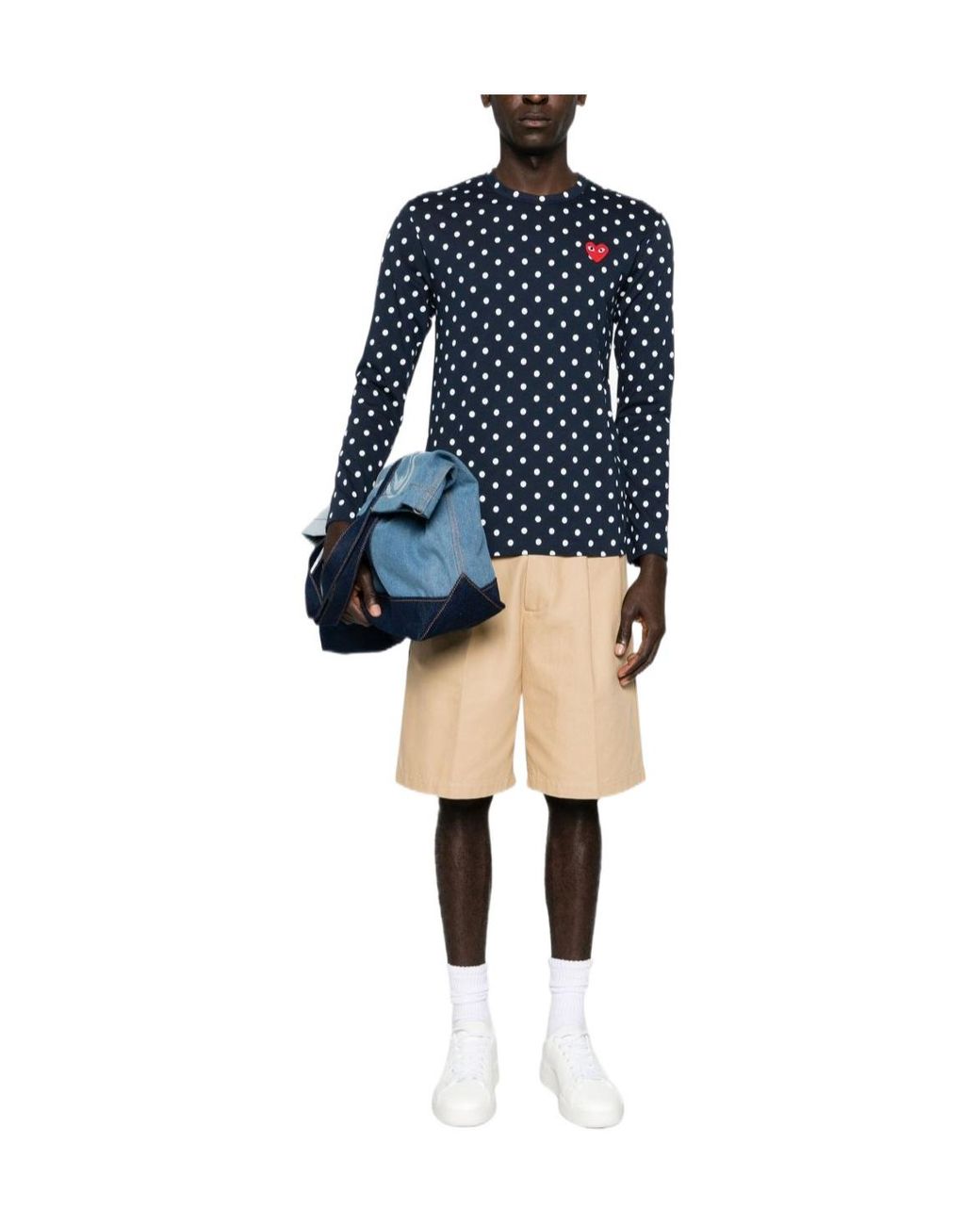 COMME DES GARÇONS PLAY Blue Polka-Dot Cotton T-Shirt