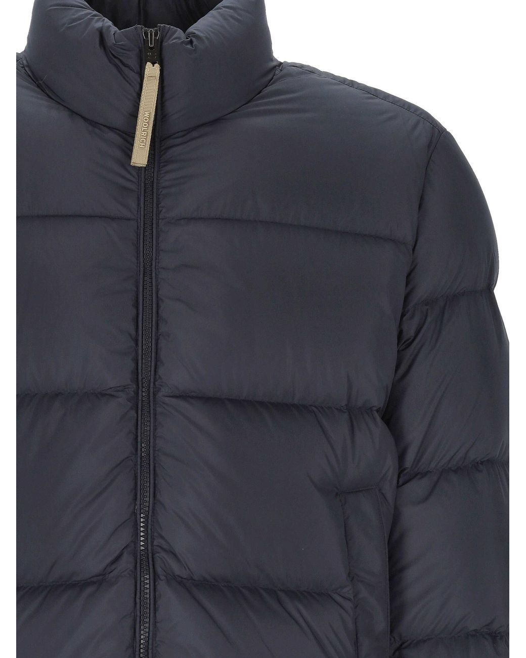 Woolrich Blue Zipped Quilted Jacket for men