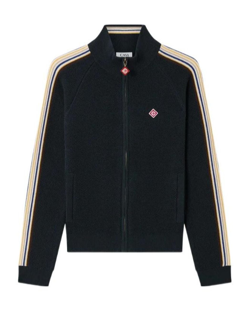 Casablanca Black Logo Patch Zip-Up Jacket for men