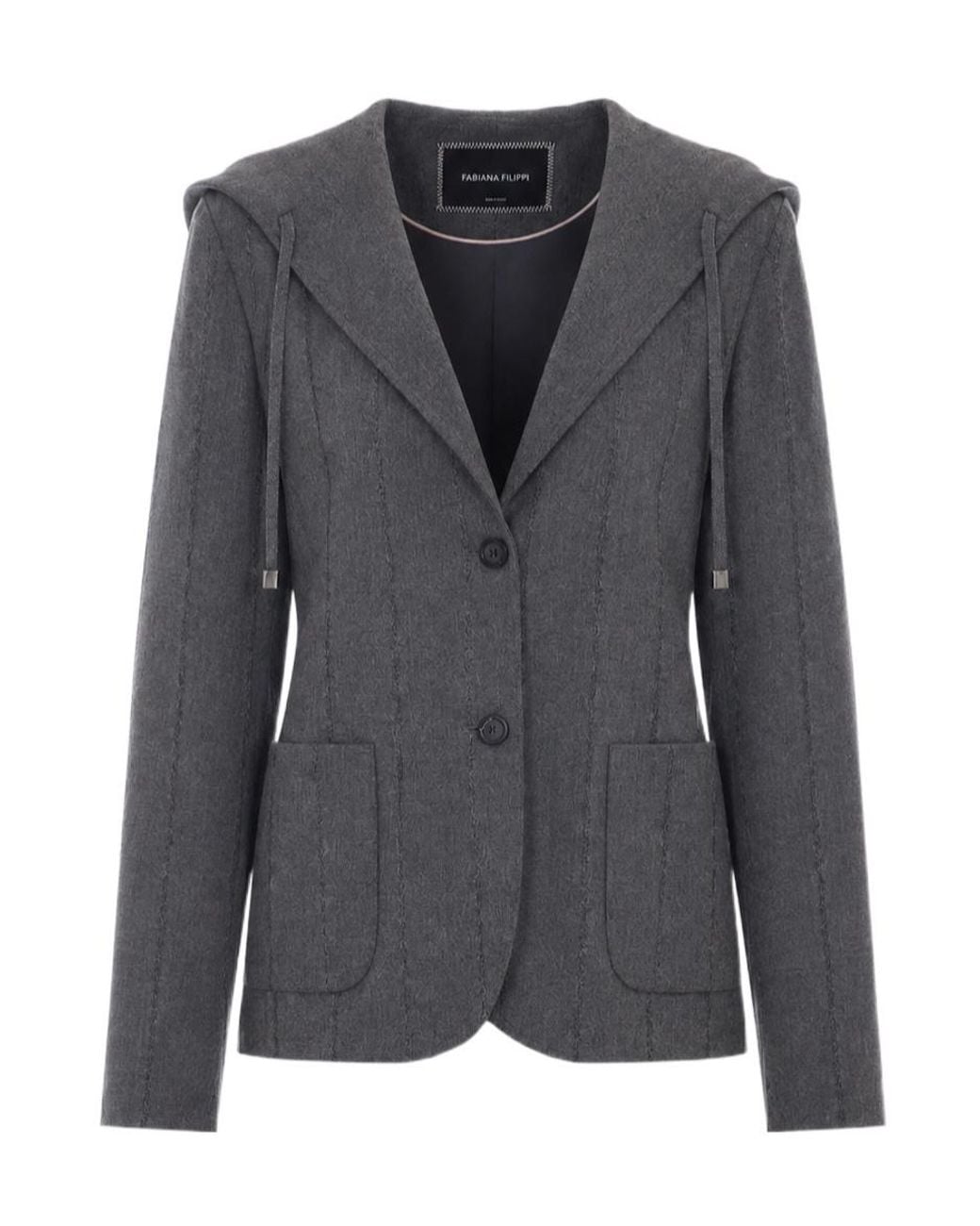 Fabiana Filippi Black Hooded Single-Breasted Jacket