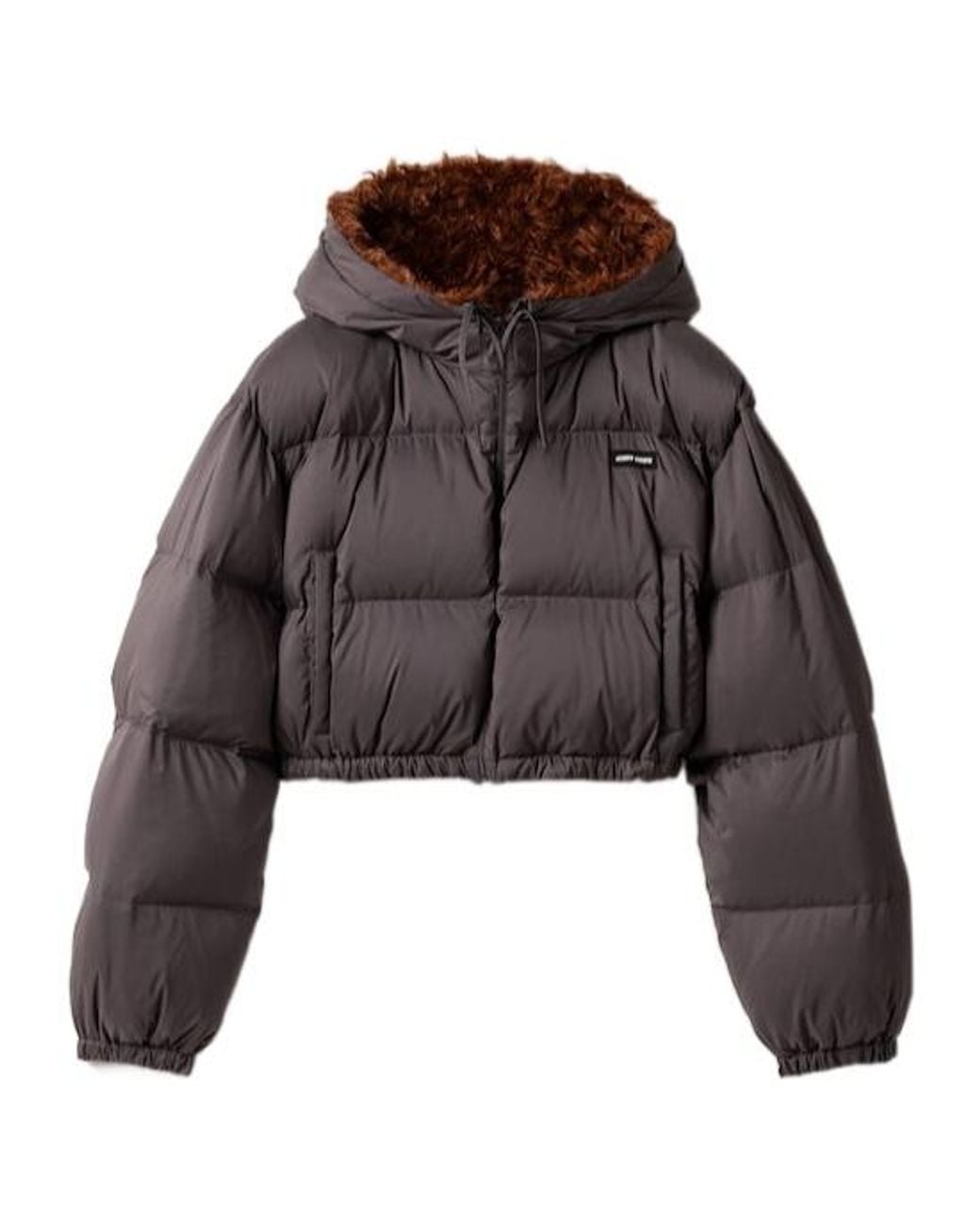Miu Miu Brown Technical Ponge And Mohair Down Jacket