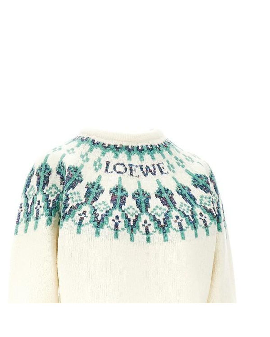 Loewe Blue Fair Isle Pattern Crewneck Jumper