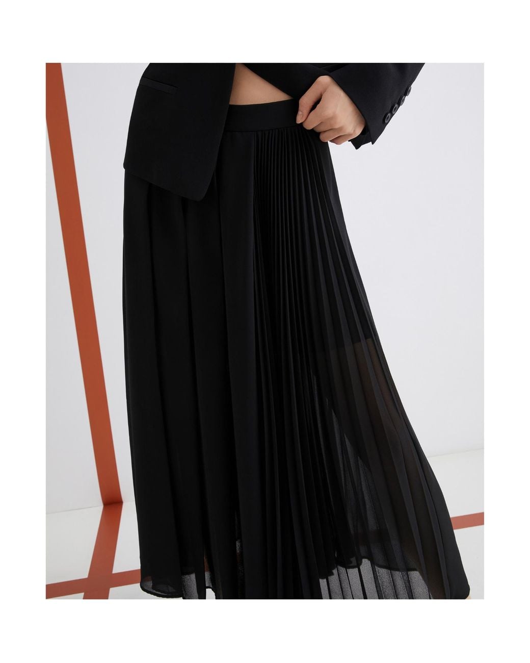 Marella Black Pleated Skirt