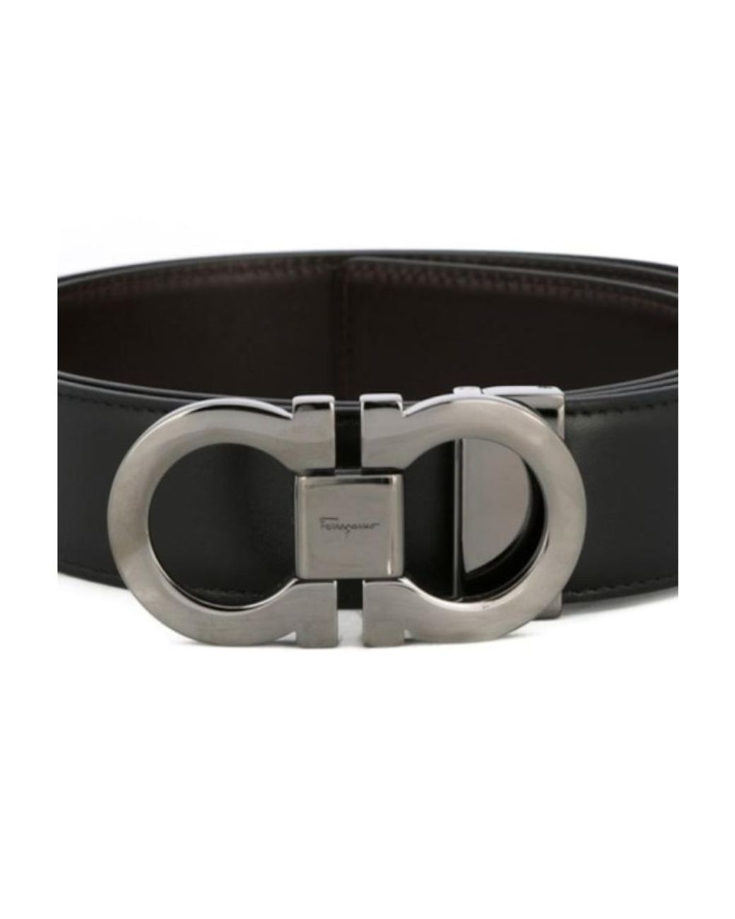 Ferragamo Black Ferragamo Gancini Reversible Leather Belt for men