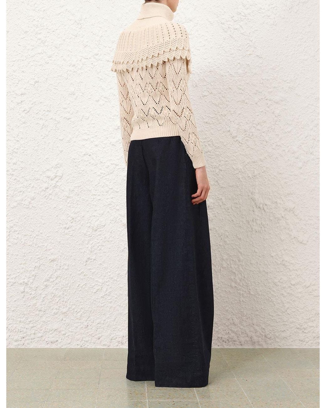 Zimmermann Natural Hypnotic Ruffled Collar Sweater