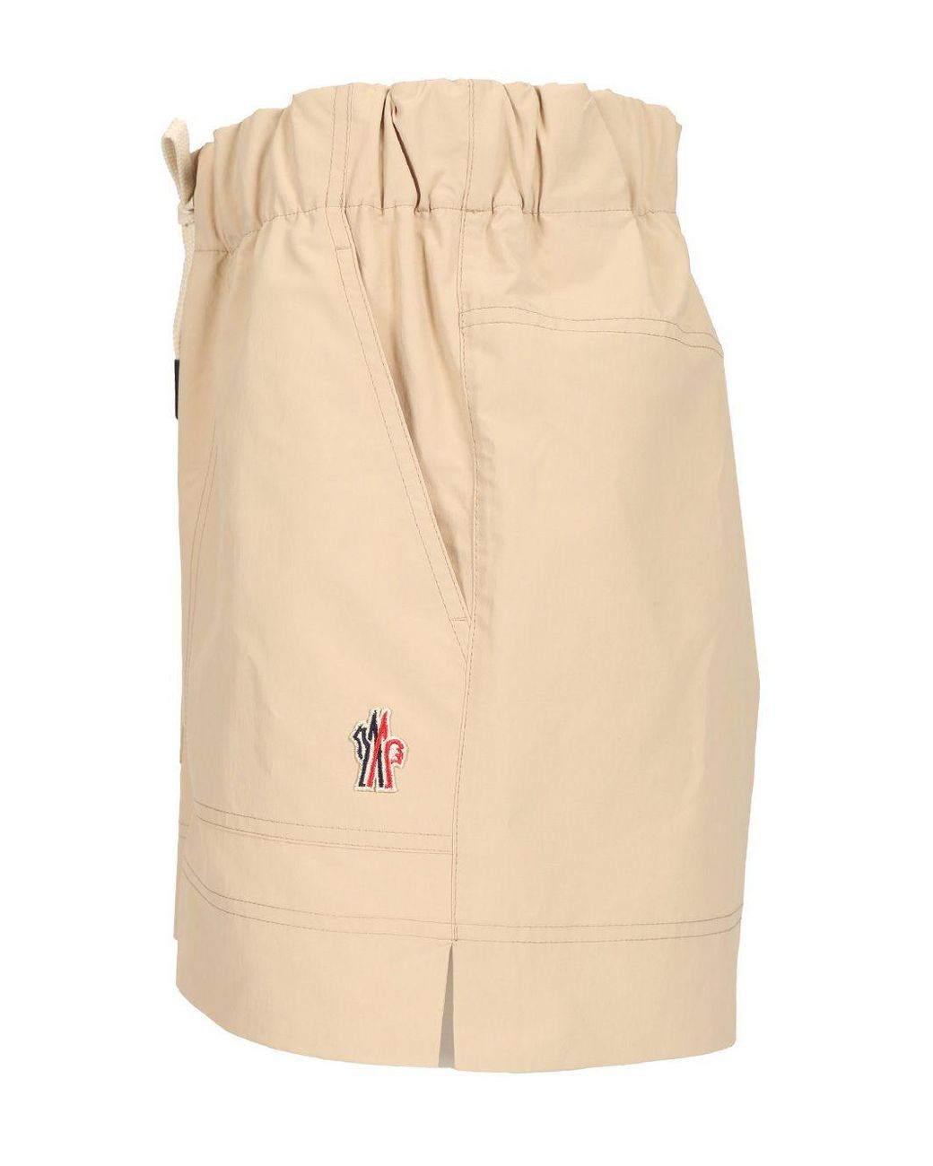 Moncler Natural Grenoble Logo Patch Drawstring Shorts
