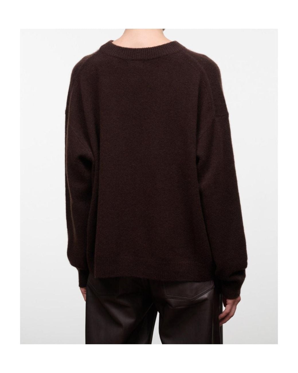 Staud Brown Loose-Fit Cashmere Crew-Neck Sweater