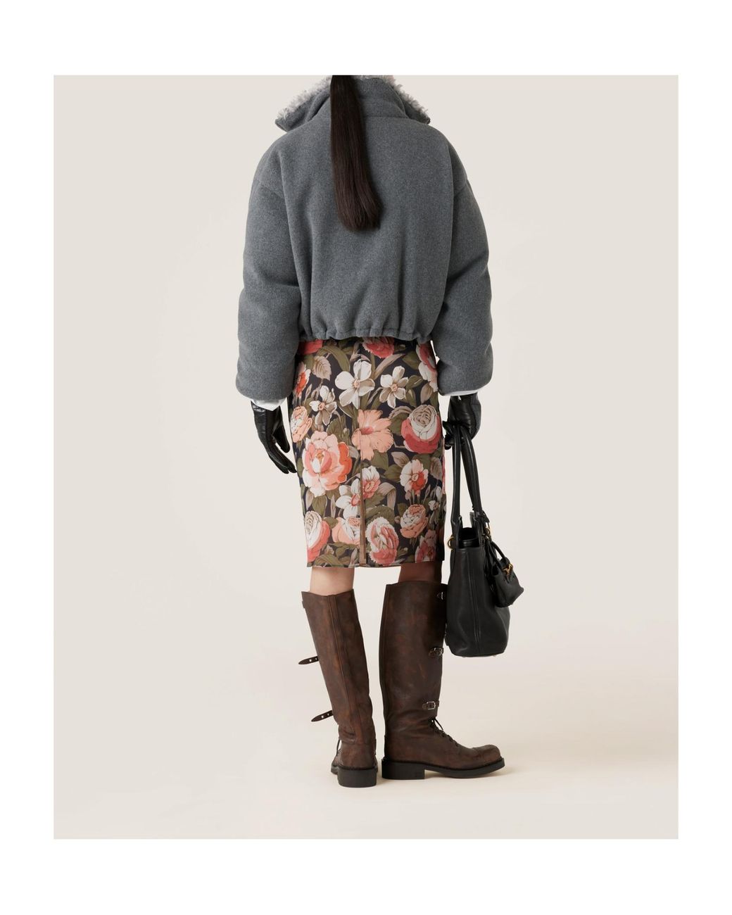 Miu Miu Gray Fleece Down Jacket