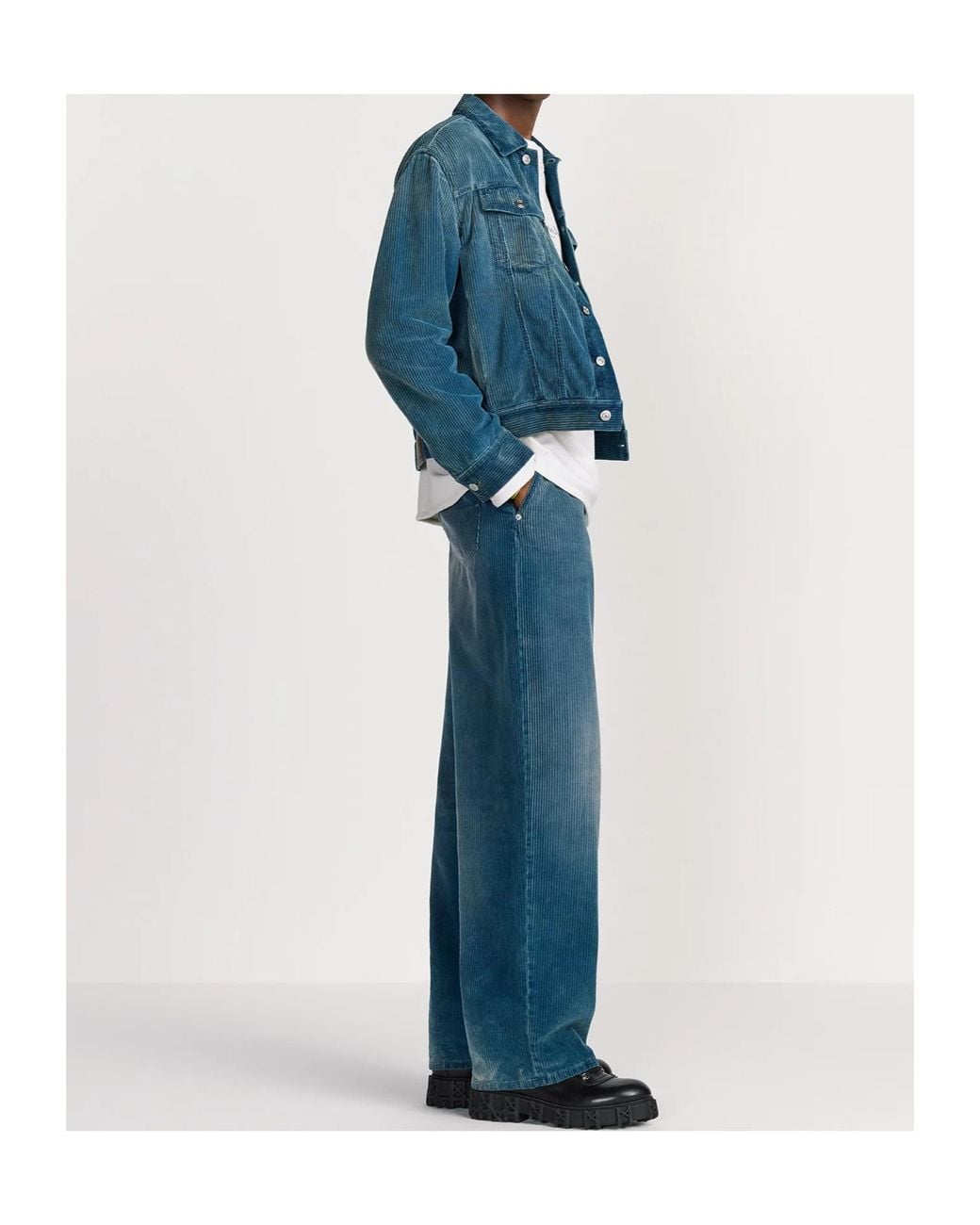 Dior Blue Homme Mid-Rise Corduroy Pants for men