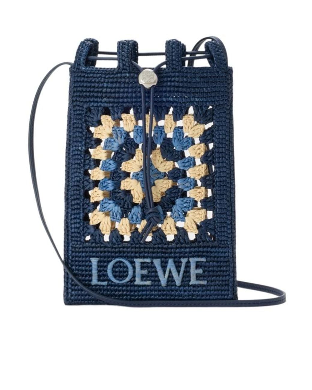 Loewe Blue Crochet-Knit Cross Body Bag