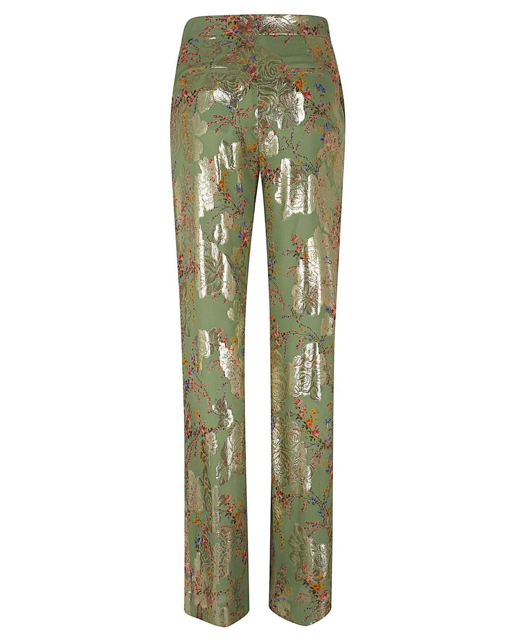 Valentino Green Floral Printed Straight Leg Pants