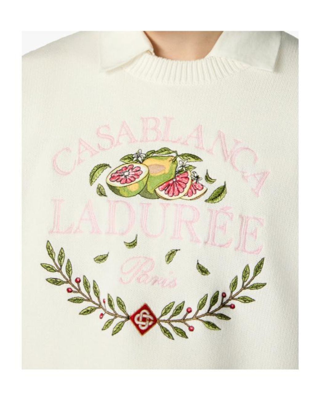 Casablanca White X Laduree Crew-Neck Cotton Jumper for men