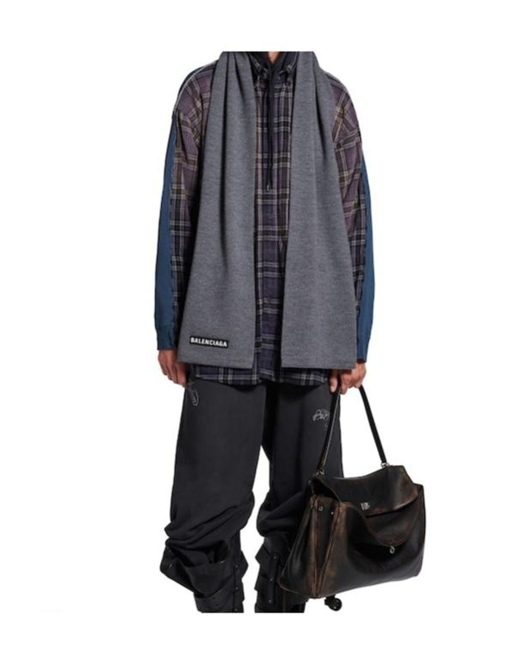 Balenciaga Gray Patch Scarf for men