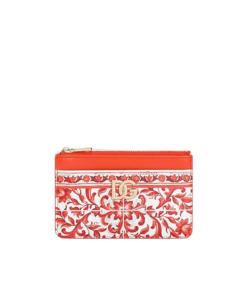 Dolce & Gabbana Red Majolica Printed Card Case