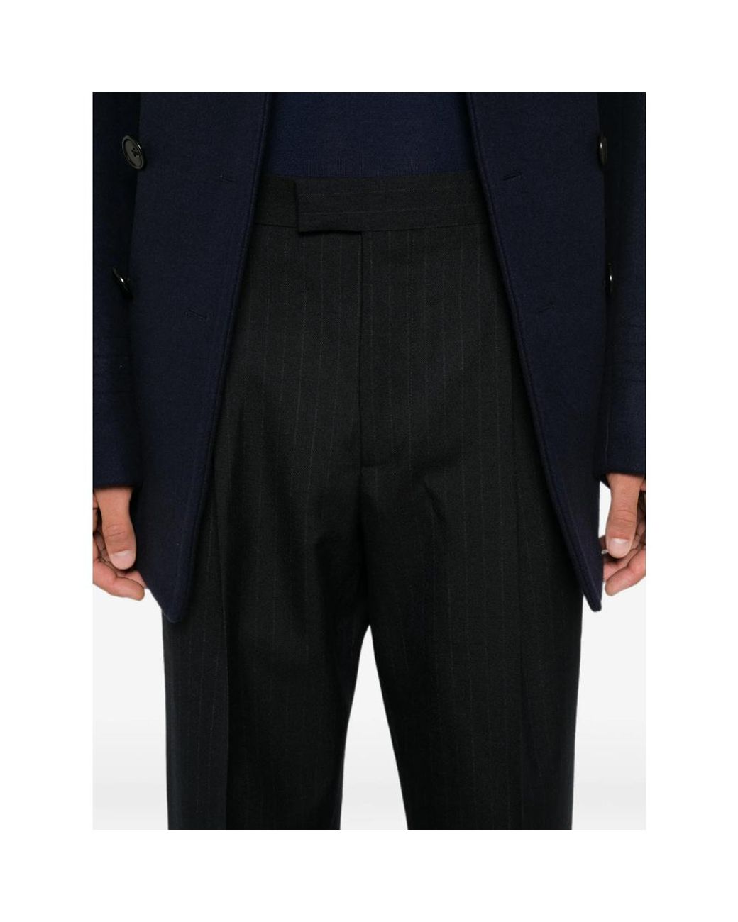 Lardini Black Pleated Wide-Leg Pants for men