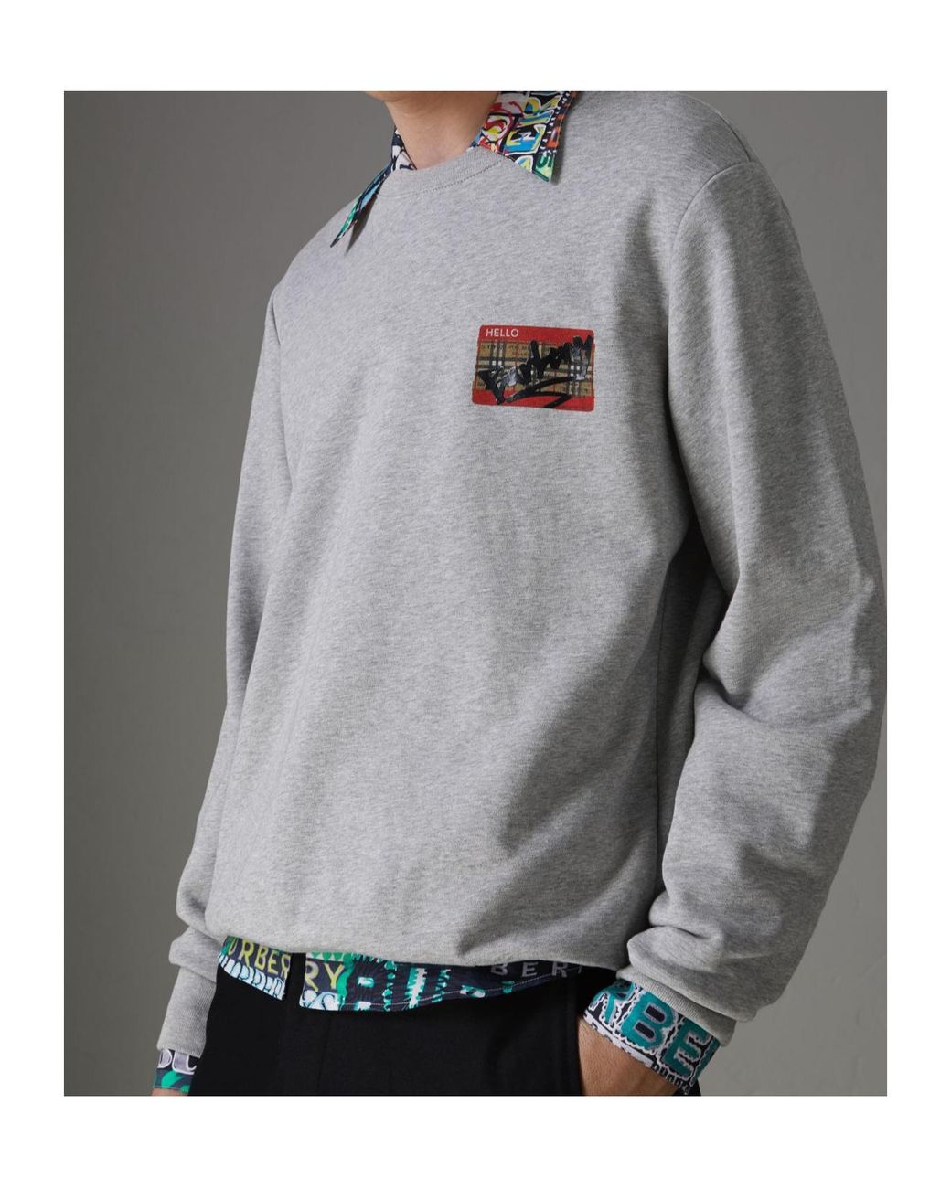 Burberry Gray Long-Sleeved Logo Sweater for men