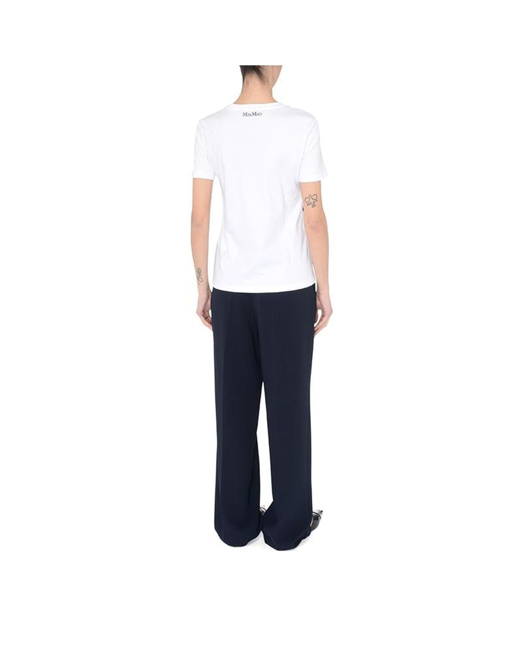 Max Mara White Ring Floral Embroidered Crewneck T-Shirt