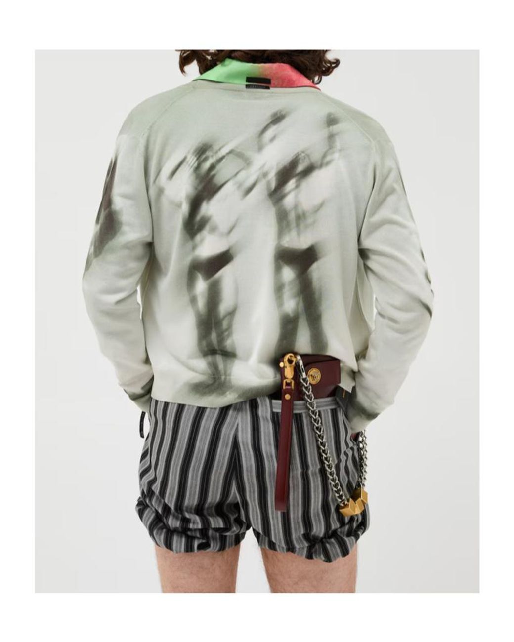 Versace Gray Printed Knitted Cardigan for men