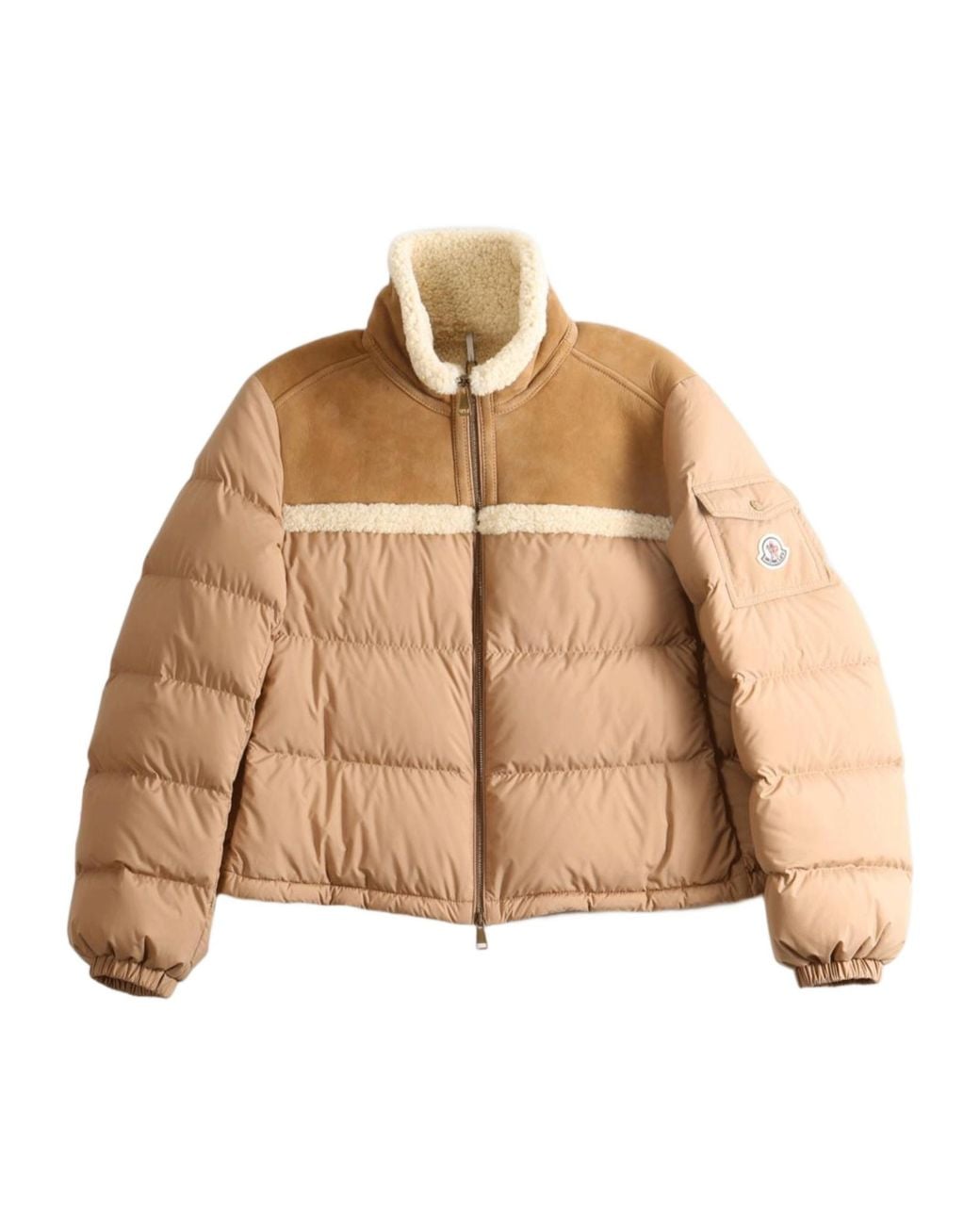 Moncler Natural Aurore Logo Patch Padded Jacket