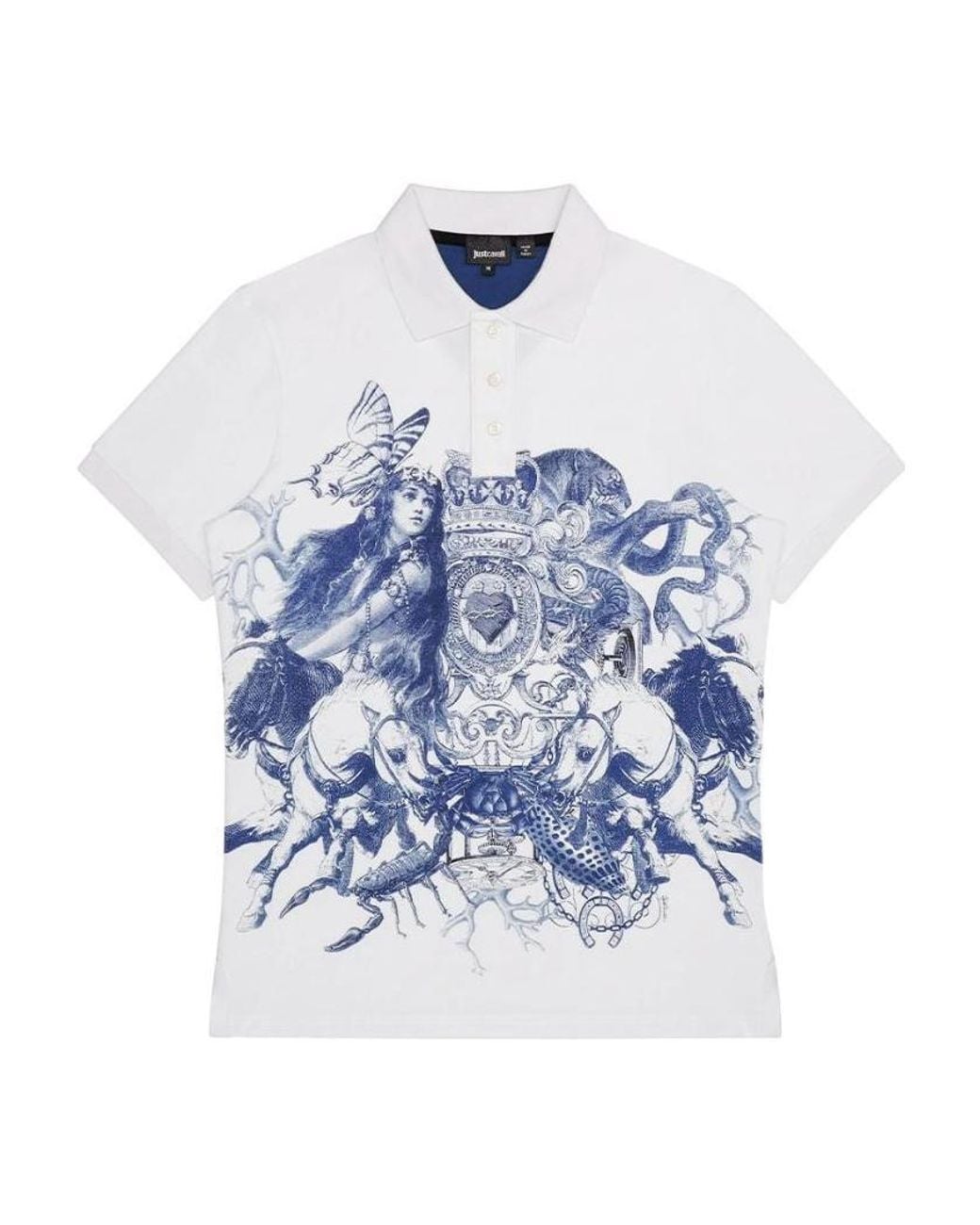 Just Cavalli Blue Pattern Polo Shirt for men