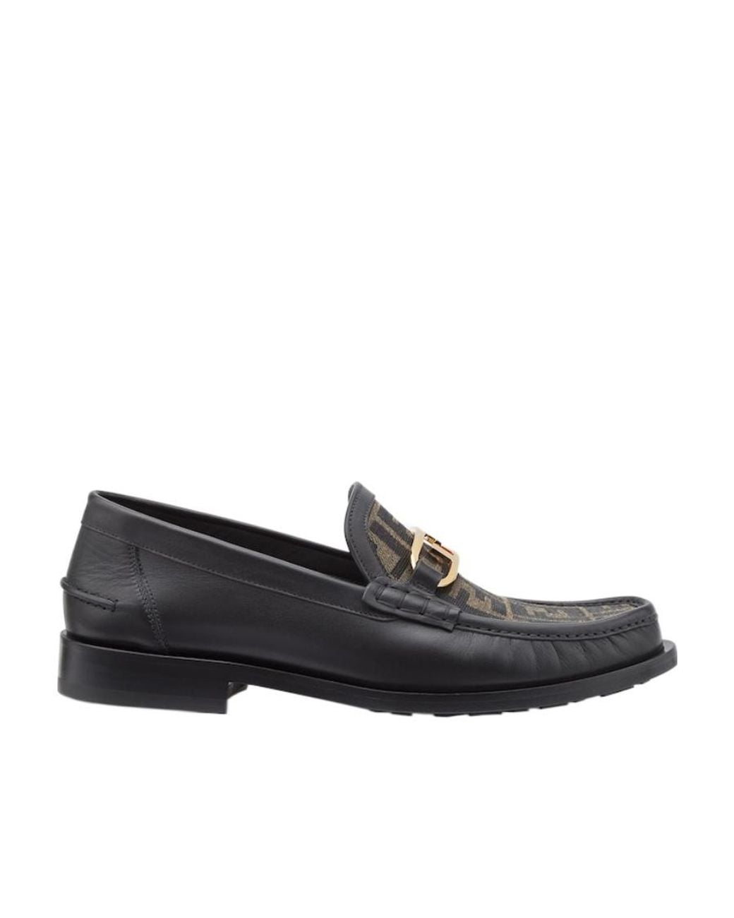 Fendi Black O'Lock Monogrammed Loafers for men