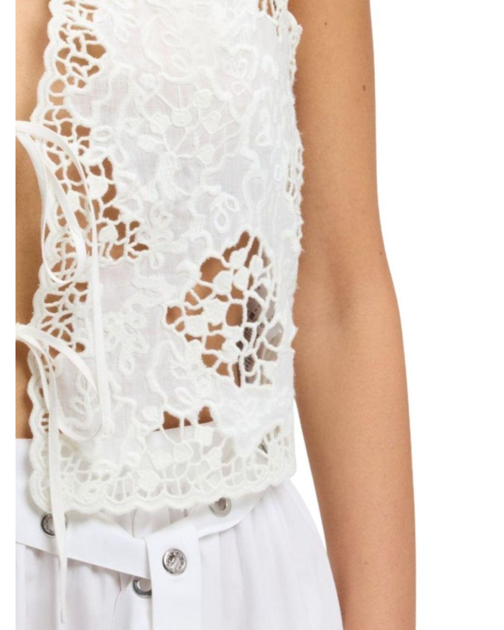 Boss White Lace Tie-Fastening Top