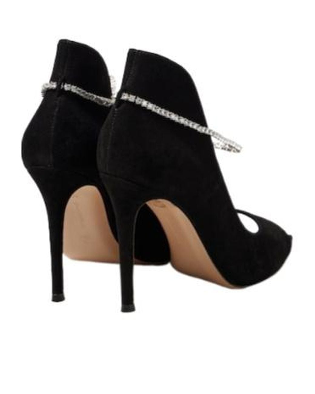 Gianvito Rossi Black Suede Peep-Toe Stiletto Heels