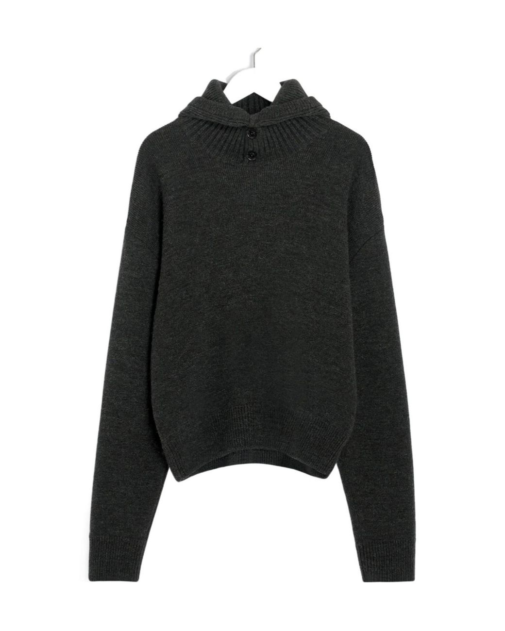 Lemaire Black Long-Sleeved Knitted Hoodie for men