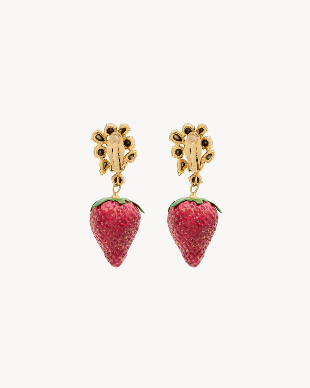 Saint Laurent Pink Embellished Strawberry Earrings