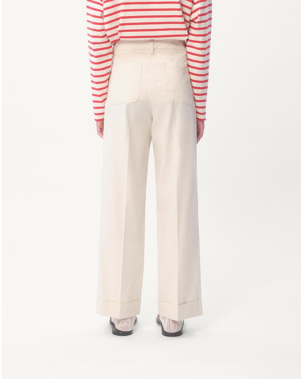 Valentino White Pleat Detailed Wide Leg Pants for men