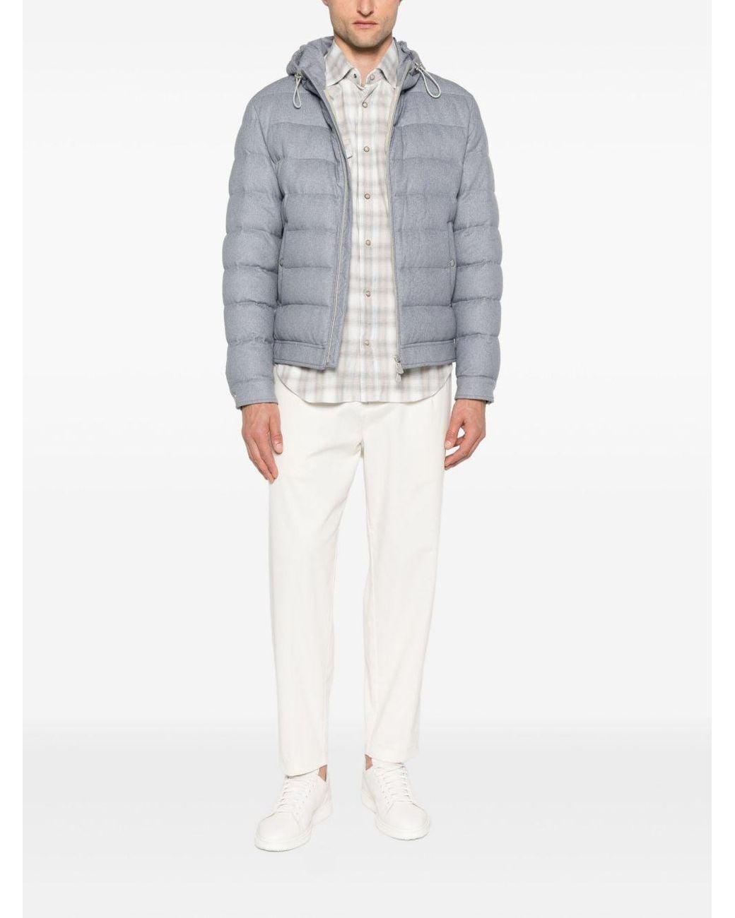 Eleventy White Pleated Tapered Pants for men