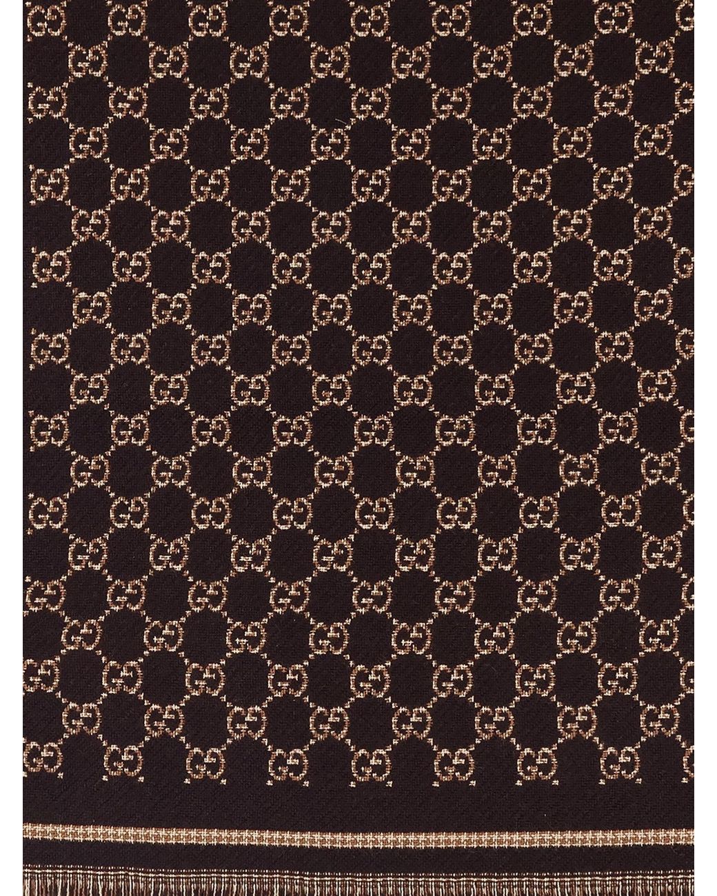 Gucci Brown Jacquard Gg Scarf for men