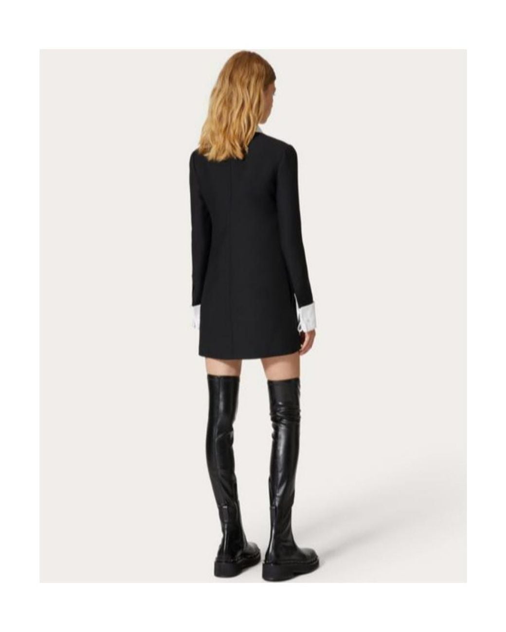 Valentino Black Ruffled Long-Sleeved Mini Dress