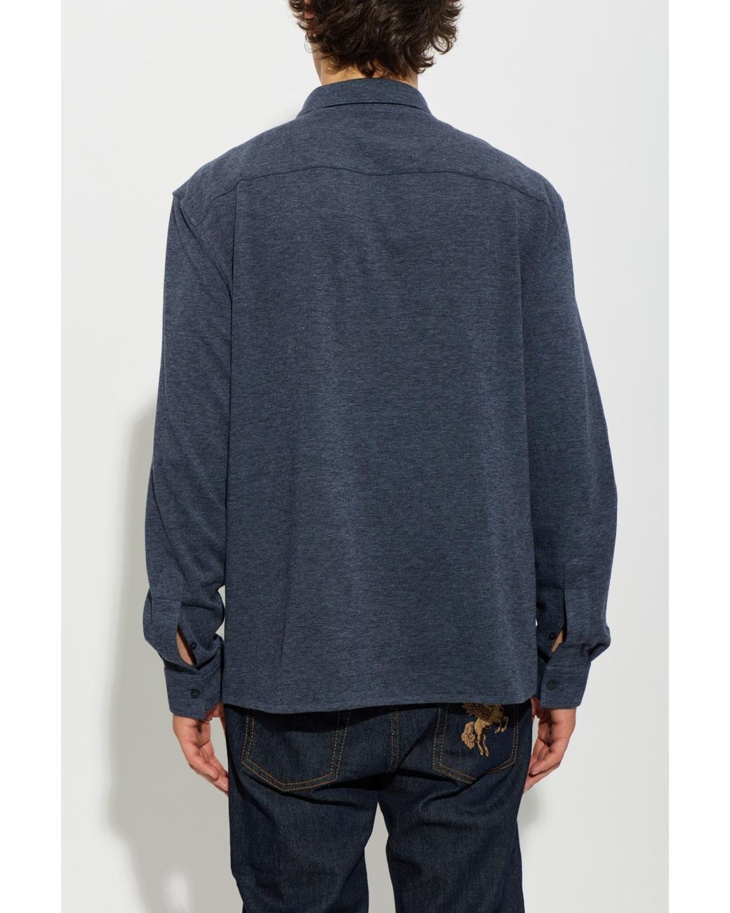 Etro Blue Jersey Long-Sleeve Shirt for men