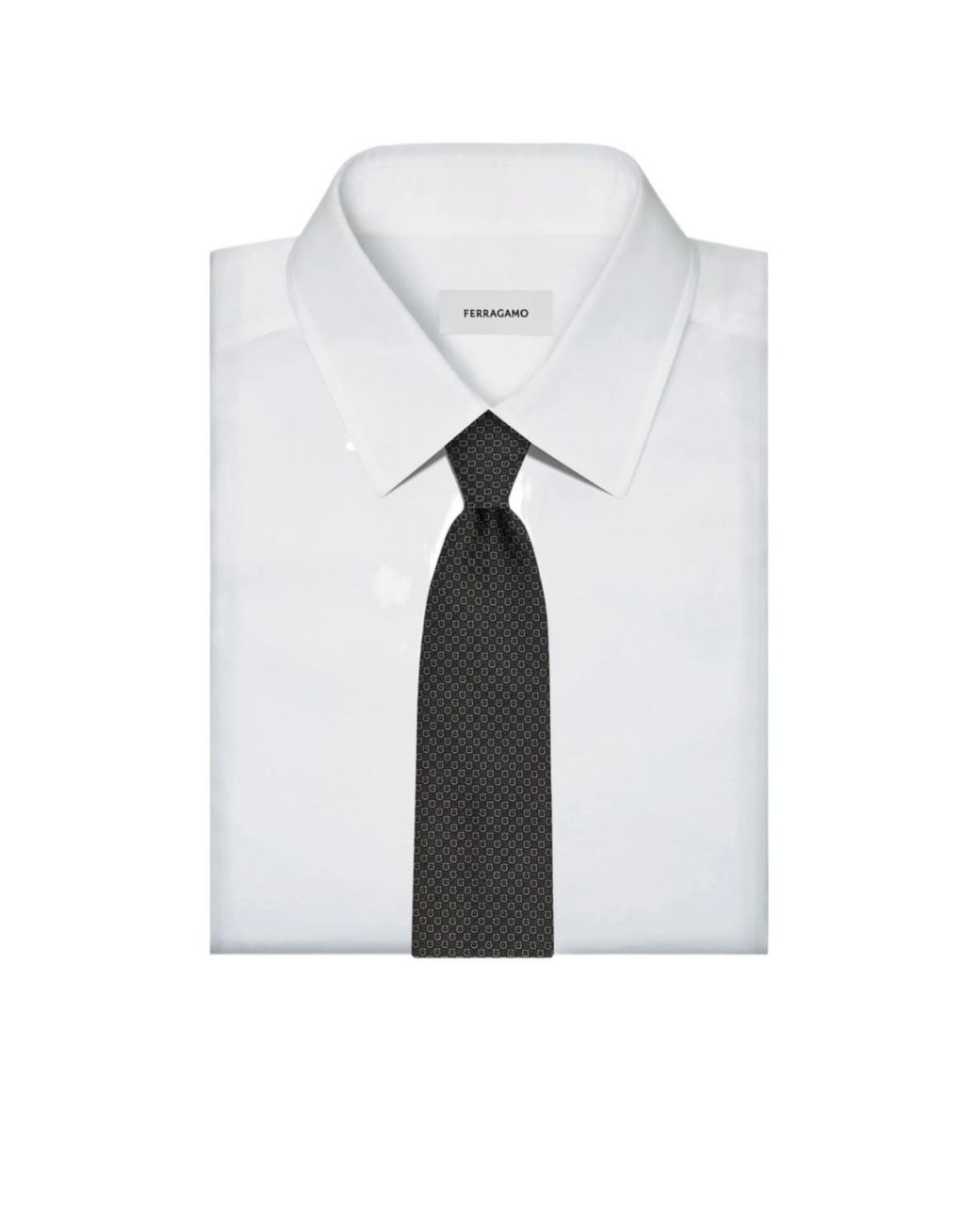Ferragamo White Gancini Micro Jacquard Silk Tie for men