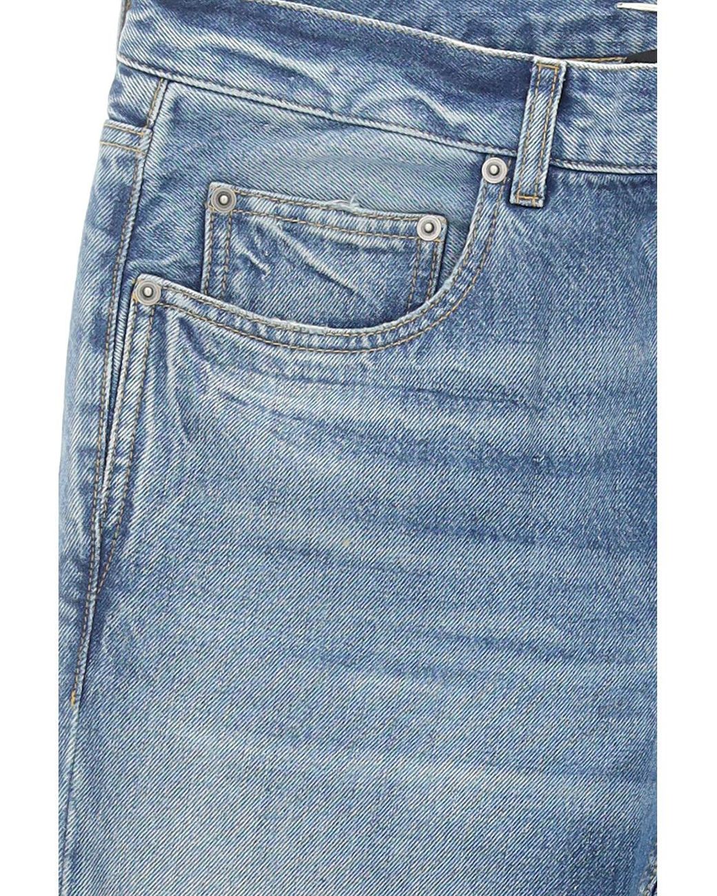 Saint Laurent Blue Button Detailed Straight Leg Jeans for men