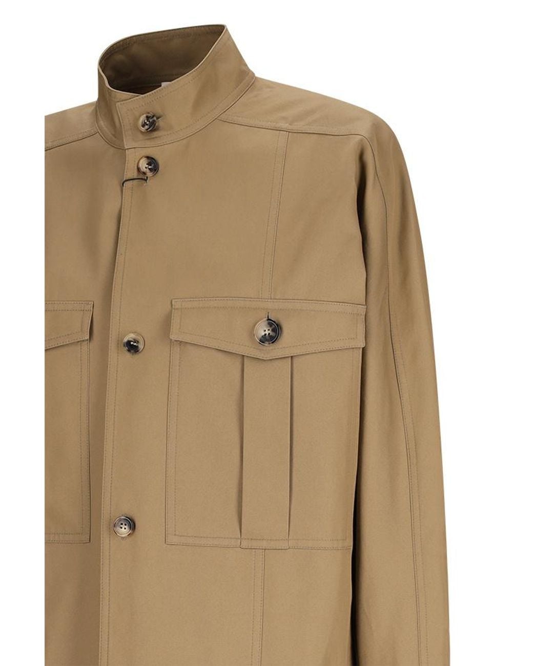 Saint Laurent Green Saharienne Buttoned Long-Sleeved Shirt