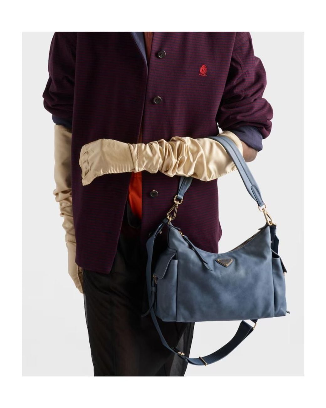 Prada Blue Explore Large Nappa Leather Bag