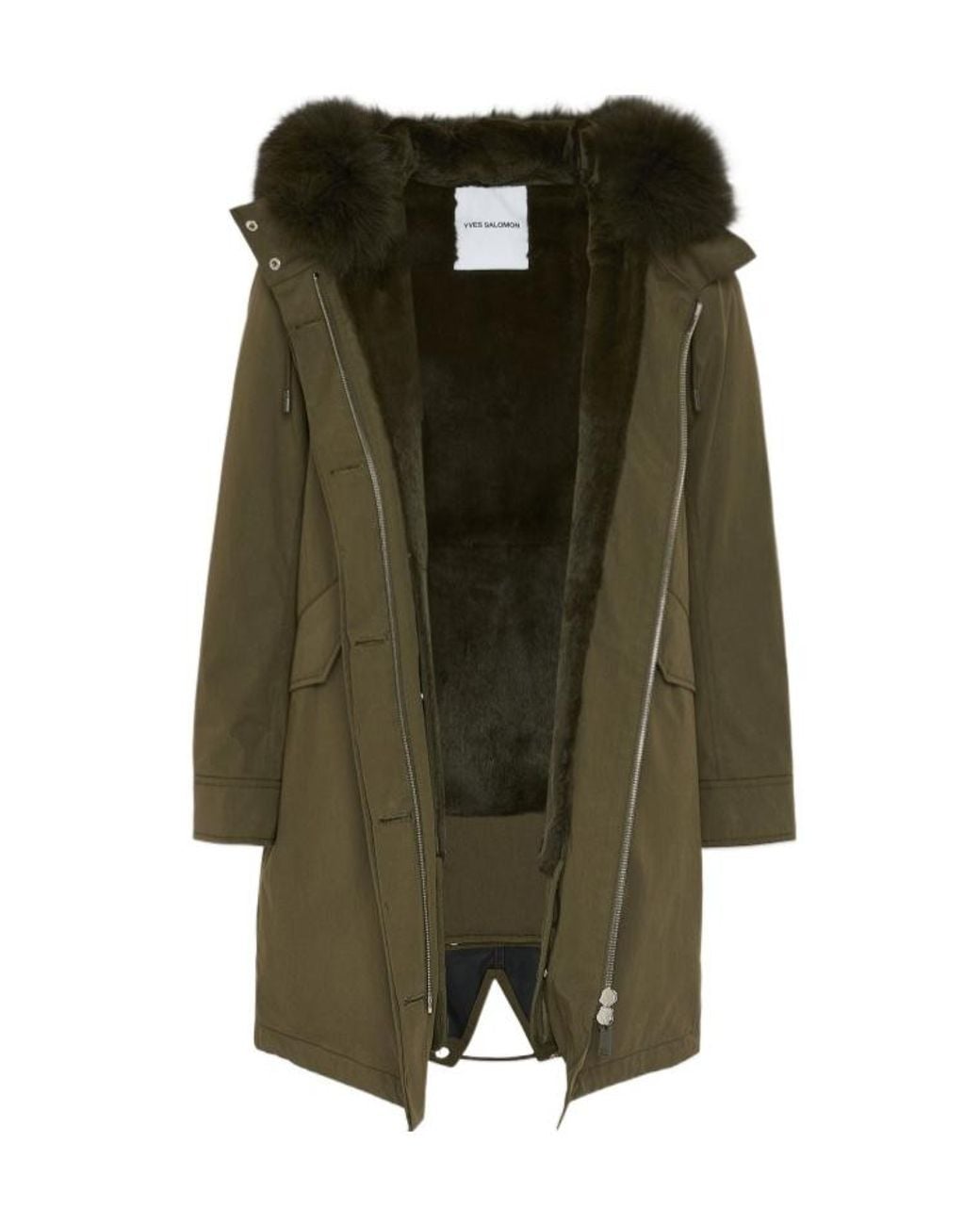 Yves Salomon Green Long Iconic Parka