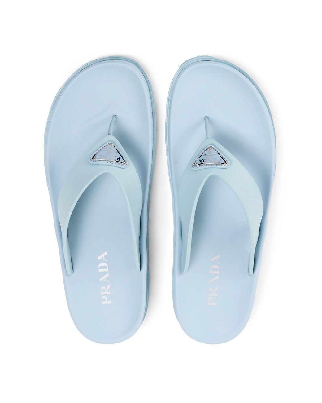 Prada Blue Soft Cage Vinyl Thong Sandals