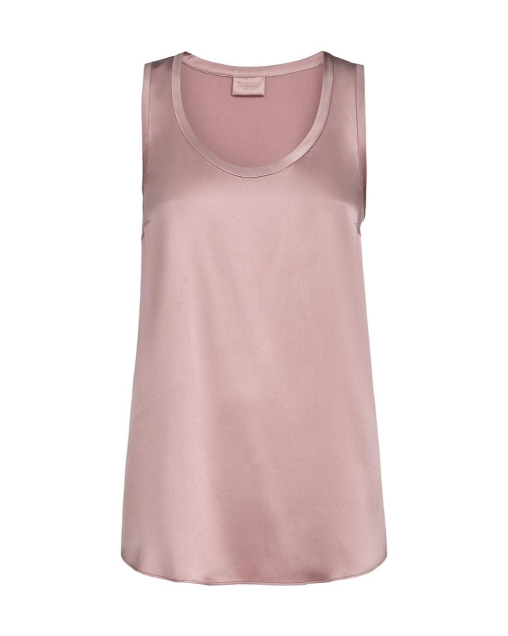 Brunello Cucinelli Pink Stretch-Silk Sleeveless Top