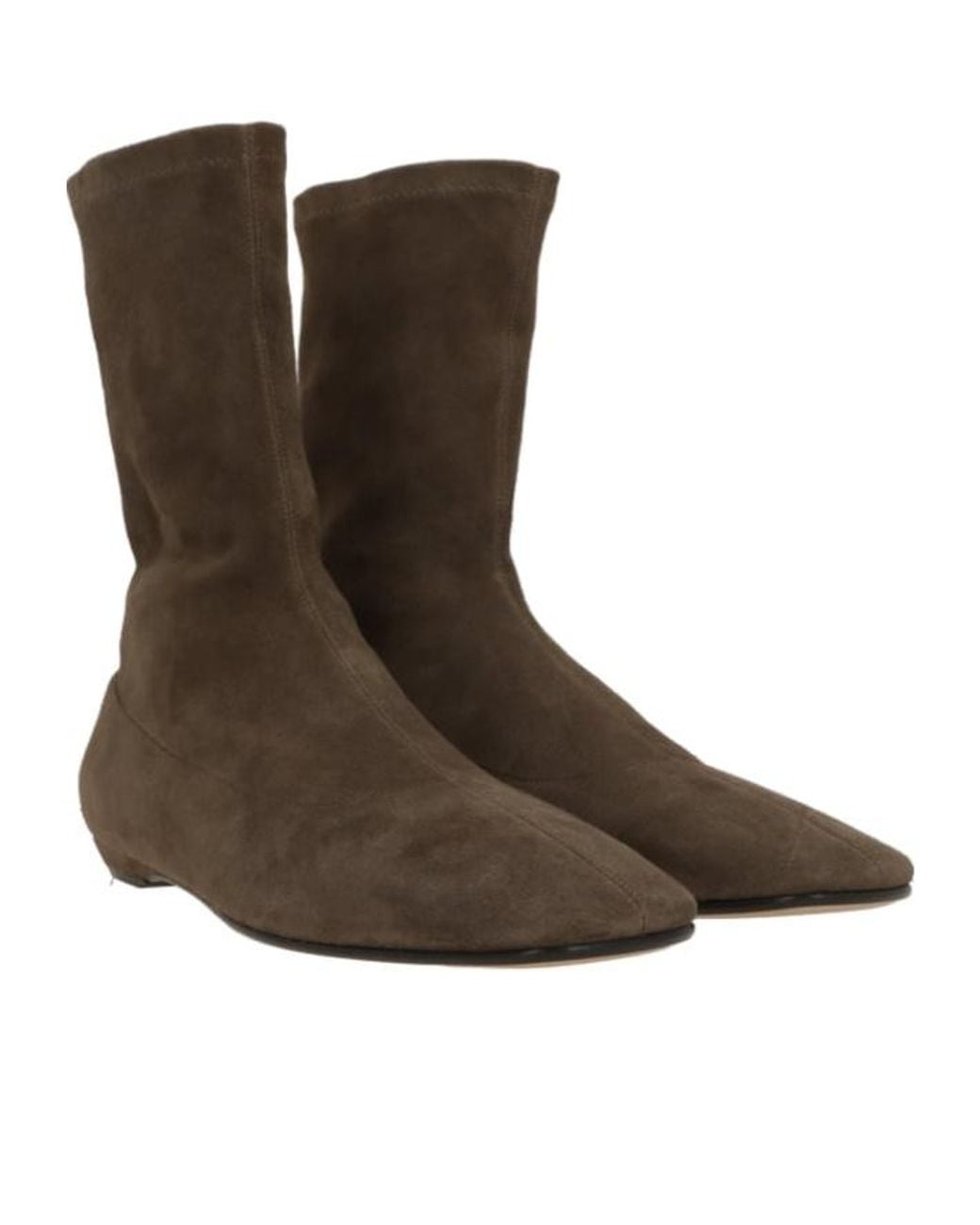 The Row Brown Cindy Stretch Suede Ankle Boots