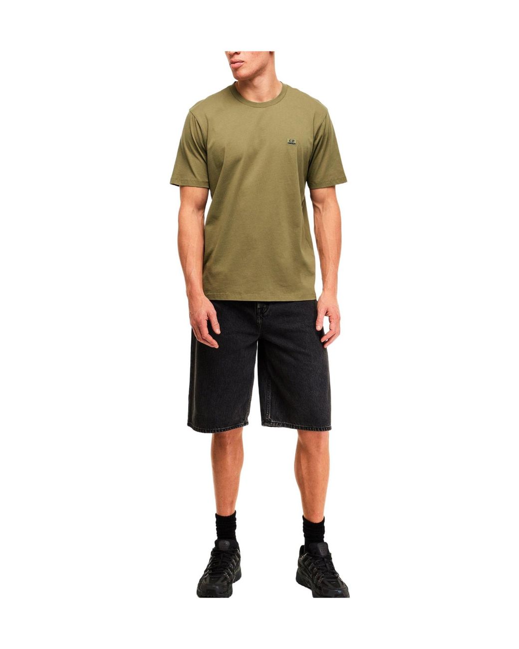 C P Company Green Simple Crew Neck Shortsleeve Top for men