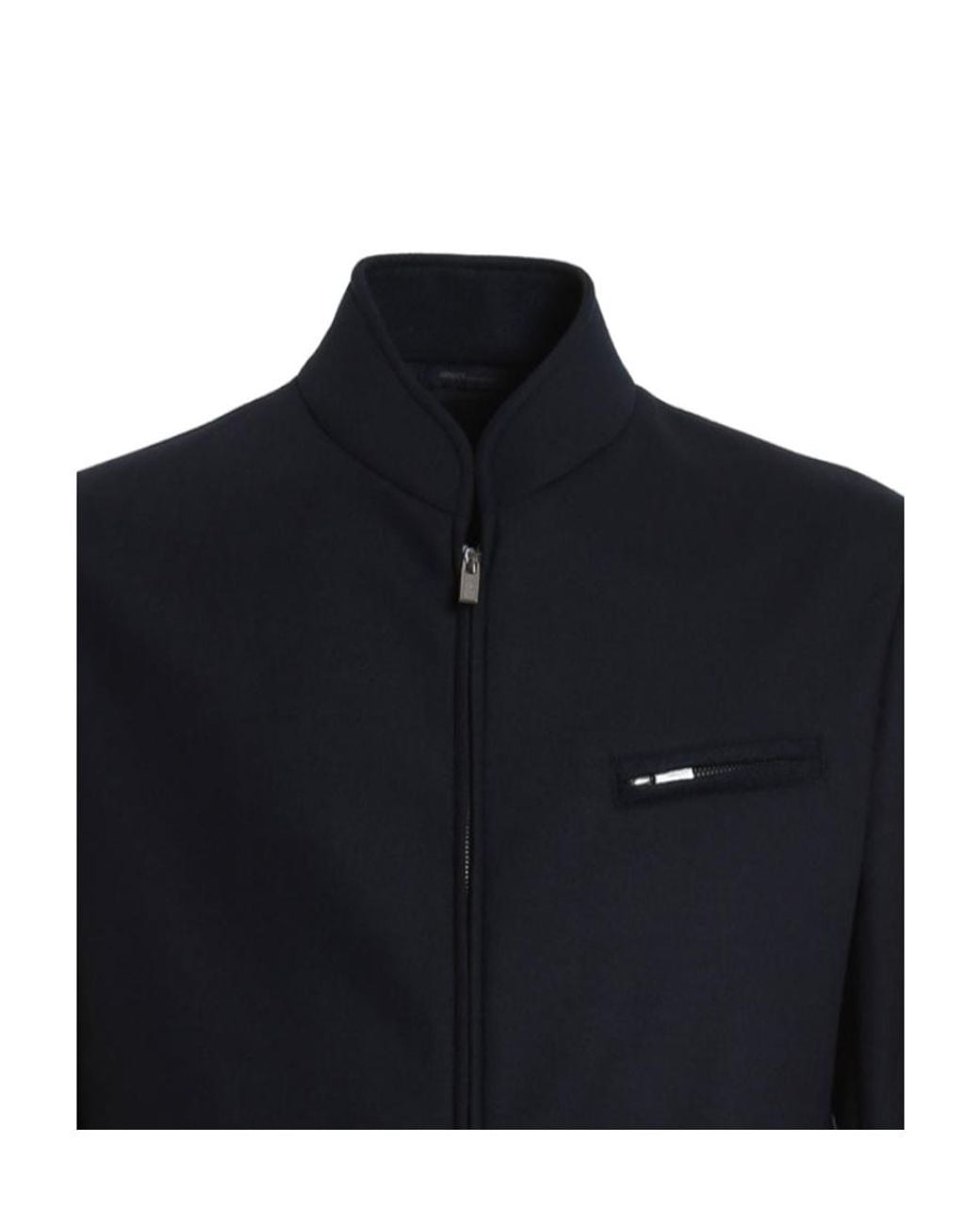 Armani Collezioni Blue Wool Collar Jacket for men