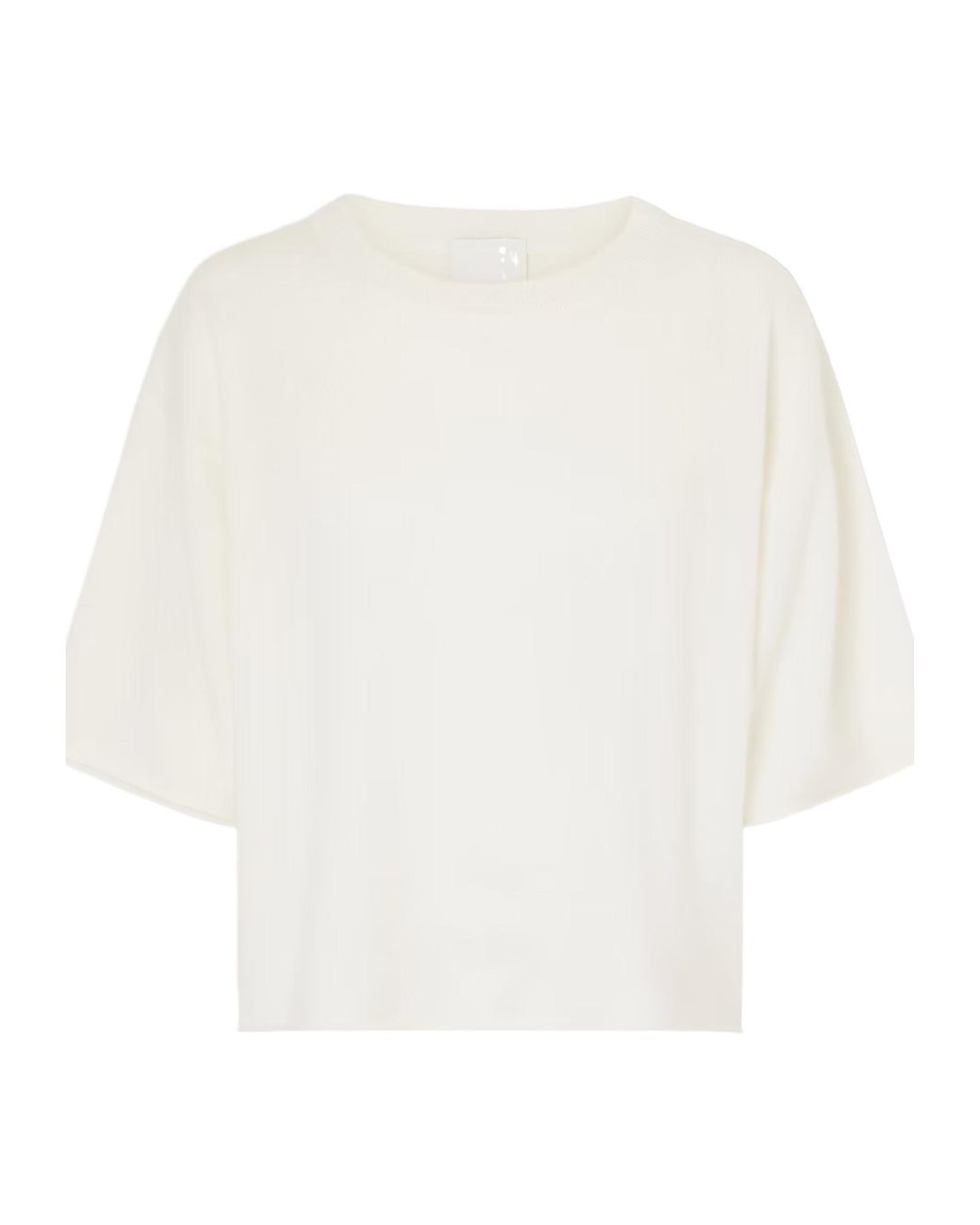 Allude White Cropped Knit Top