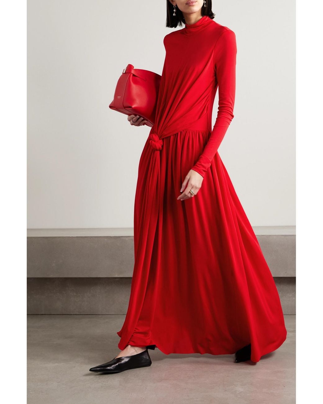 Proenza Schouler Red Wrap-Effect Jersey Maxi Dress
