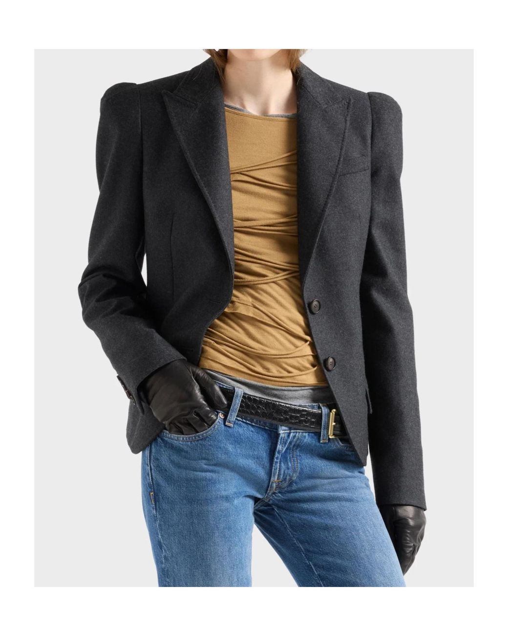 7 For All Mankind Blue High Shoulder Blazer
